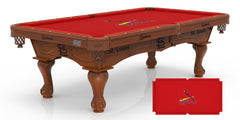 MLB's St Louis Cardinals Officially Licensed Logo Billiard Table in Chardonnay with Logo Cloth & Claw Leg