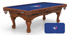 MLB's Toronto Blue Jays Officially Licensed Logo Billiard Table in Chardonnay with Logo Cloth & Claw Leg