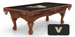 Vanderbilt Commodores Officially Licensed Billiard Table in Chardonnay Finish with Logo Cloth & Claw Legs