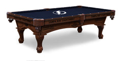 Tampa Bay Lightning 2020 Stanley Cup Champions Officially Licensed Billiard Table in Navajo Finish with Logo Cloth & Claw Legs