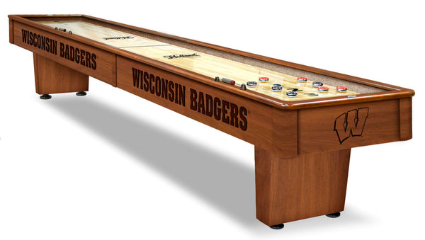 Wisconsin Badgers Shuffleboard Table | Laser Engraved Logo Shuffleboard Table