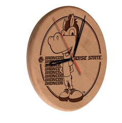 Boise State Broncos Engraved Wood Clock