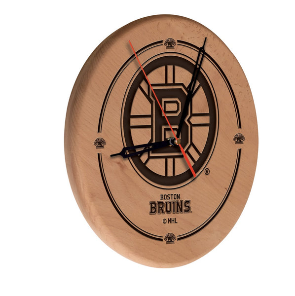 Boston Bruins Laser Engraved Wood Clock