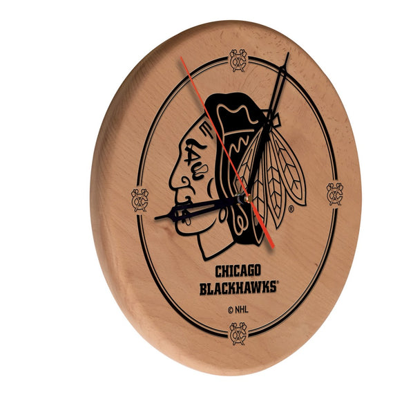 Chicago Blackhawks Laser Engraved Wood Clock