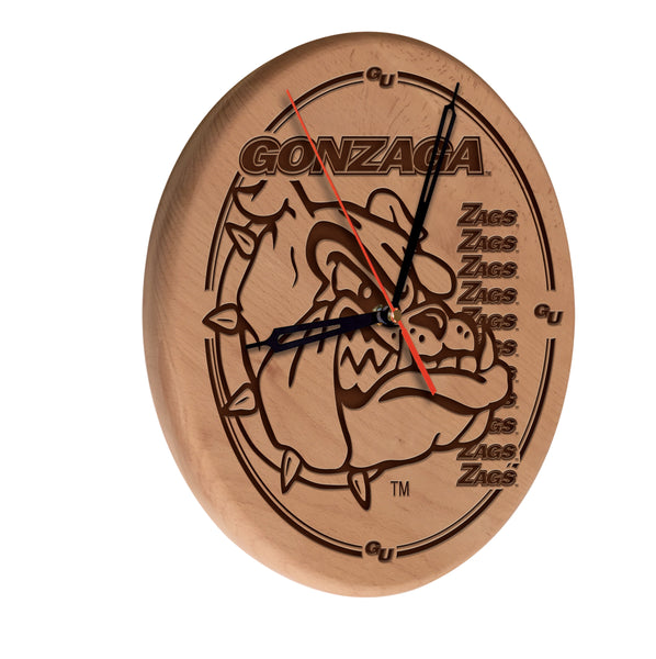 Gonzaga Bulldogs Engraved Wood Clock