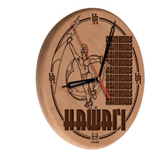 Hawaii Rainbow Warriors Engraved Wood Clock