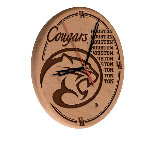 University of Houston Cougars Engraved Wood Clock