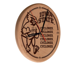 Iowa State Cyclones Engraved Wood Clock