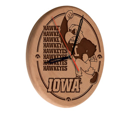 University of Iowa Hawkeyes Engraved Wood Clock