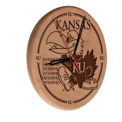 Kansas Jayhawks Engraved Wood Clock