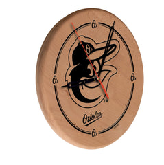 MLB's Baltimore Orioles Laser Engraved Logo Wall Clock from Holland Bar Stool Co.