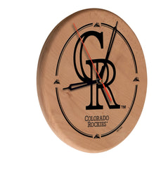 MLB's Colorado Rockies Logo Laser Engraved Wood Clock from Holland Bar Stool Co.