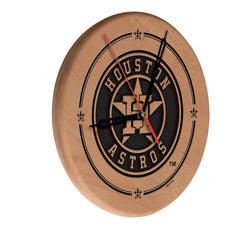 MLB's Houston Astros Logo Laser Engraved Wood Clock from Holland Bar Stool Co.