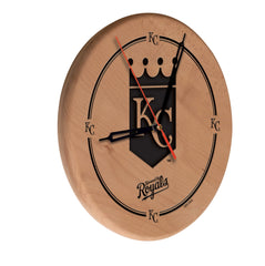 MLB's Kansas City Royals Logo Laser Engraved Wood Clock from Holland Bar Stool Co.