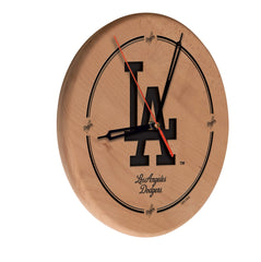 MLB's Los Angeles Dodgers Logo Laser Engraved Wood Clock from Holland Bar Stool Co.
