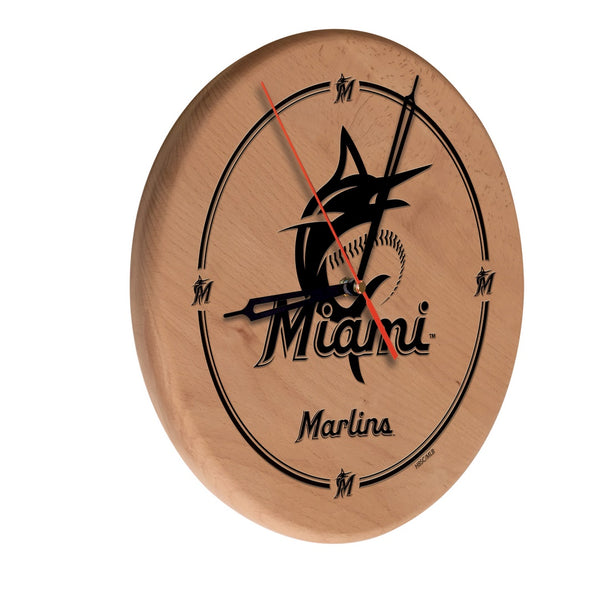 Miami Marlins Engraved Wood Clock | MLB Wood Clock