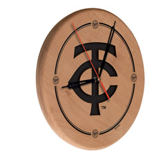 MLB's Minnesota Twins Logo Laser Engraved Wood Clock from Holland Bar Stool Co.