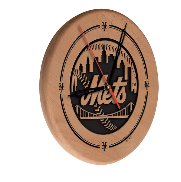 New York Mets Engraved Wood Clock | MLB Wood Clock