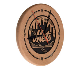 MLB's New York Mets Laser Engraved Logo Wall Clock from Holland Bar Stool Co.