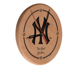 MLB's New York Yankees Laser Engraved Logo Wall Clock from Holland Bar Stool Co.