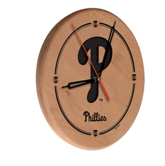 MLB's Philadelphia Phillies Laser Engraved Logo Wall Clock from Holland Bar Stool Co.