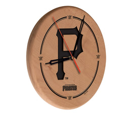 MLB's Pittsburgh Pirates Laser Engraved Logo Wall Clock from Holland Bar Stool Co.