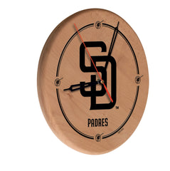 MLB's San Diego Padres Laser Engraved Logo Wall Clock from Holland Bar Stool Co.