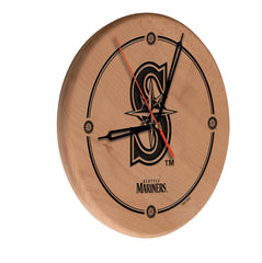 MLB's Seattle Mariners Laser Engraved Logo Wall Clock from Holland Bar Stool Co.