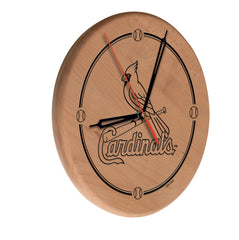 MLB's St Louis Cardinals Laser Engraved Logo Wall Clock from Holland Bar Stool Co.