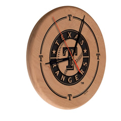 MLB's Texas Rangers Laser Engraved Logo Wall Clock from Holland Bar Stool Co.