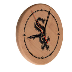 MLB's Chicago White Sox Logo Laser Engraved Wood Clock from Holland Bar Stool Co.