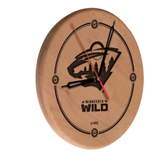 Minnesota Wild Engraved Wood Clock