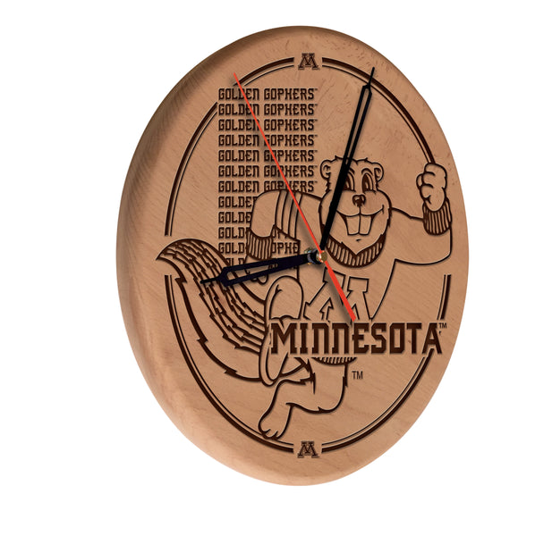 Minnesota Golden Gophers Engraved Wood Clock