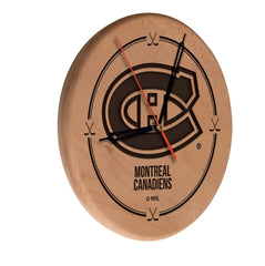 Montreal Canadians Engraved Wood Clock