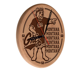 University of Montana Grizzlies Laser Engraved Wood Clock