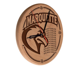 Marquette University Golden Eagles Engraved Wood Clock