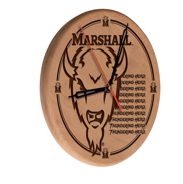 Marshall University Thundering Herd Logo Engraved Wood Clock