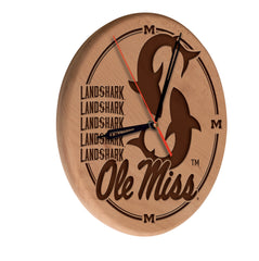 Ole Miss Rebels Engraved Wood Clock