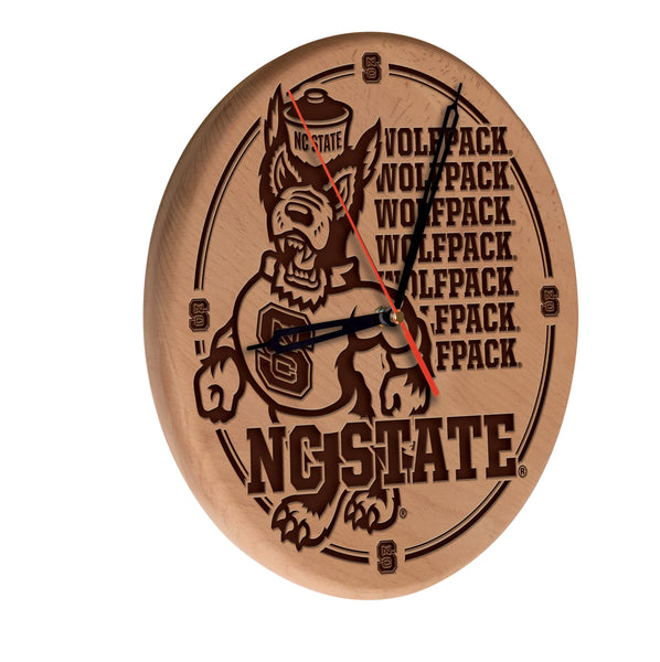 NC State Wolfpack Engraved Wood Clock