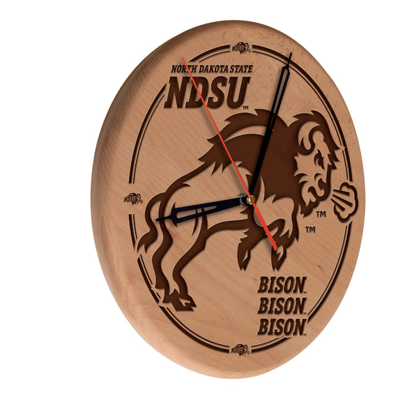 North Dakota State University Bison Engraved Wood Clock