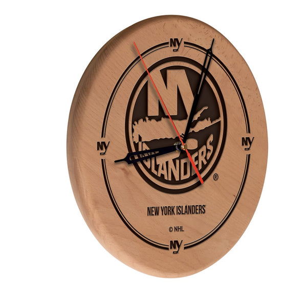 New York Islanders Engraved Wood Clock