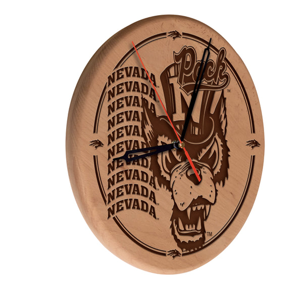 University of Nevada Reno Wolf Pack Laser Engraved Wood Clock