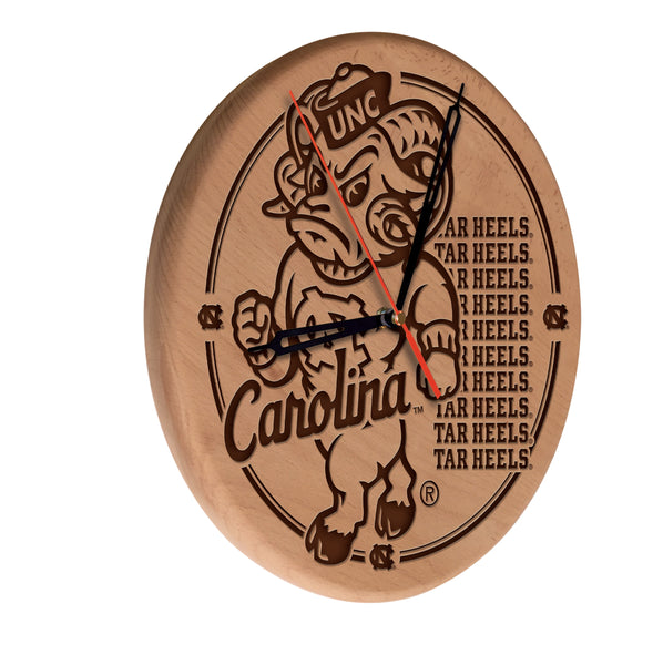 North Carolina Tar Heels Engraved Wood Clock