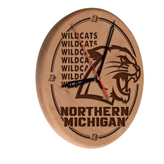 Northern Michigan University Wildcats Laser Engraved Wood Clock
