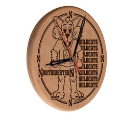 Northwestern Wildcats Engraved Wood Clock