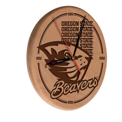 Oregon State Beavers Engraved Wood Clock