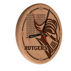 Rutgers Scarlet Knights Engraved Wood Clock