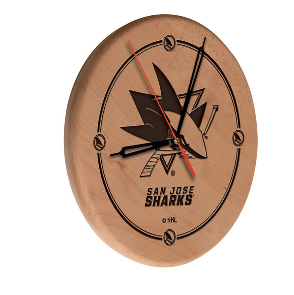 San Jose Sharks Engraved Wood Clock