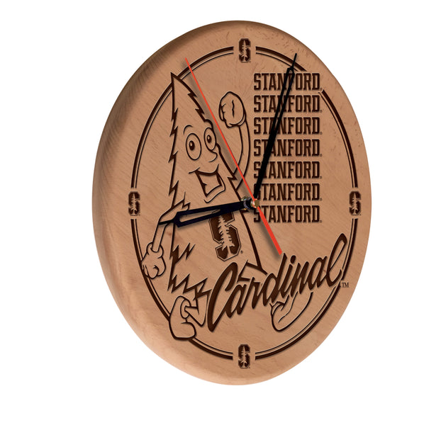 Stanford Cardinals Engraved Wood Clock