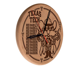 Texas Tech Red Raiders Engraved Wood Clock